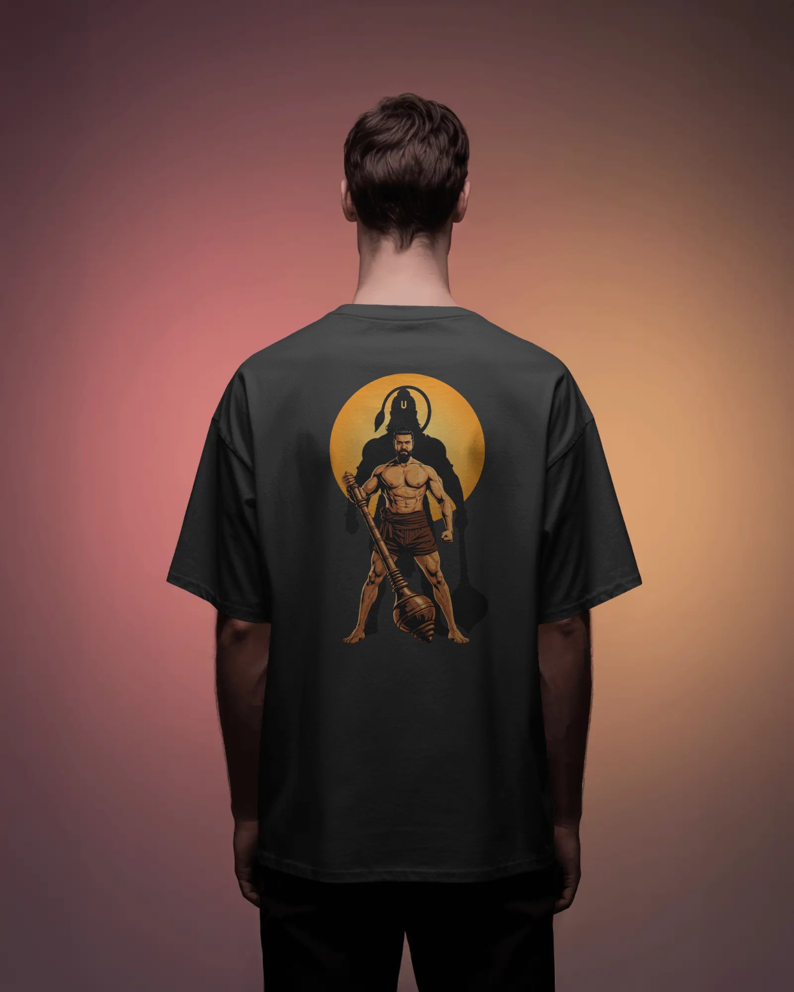 Peddi Ram Charan warrior back graphic white t shirt with front PEDDI typography