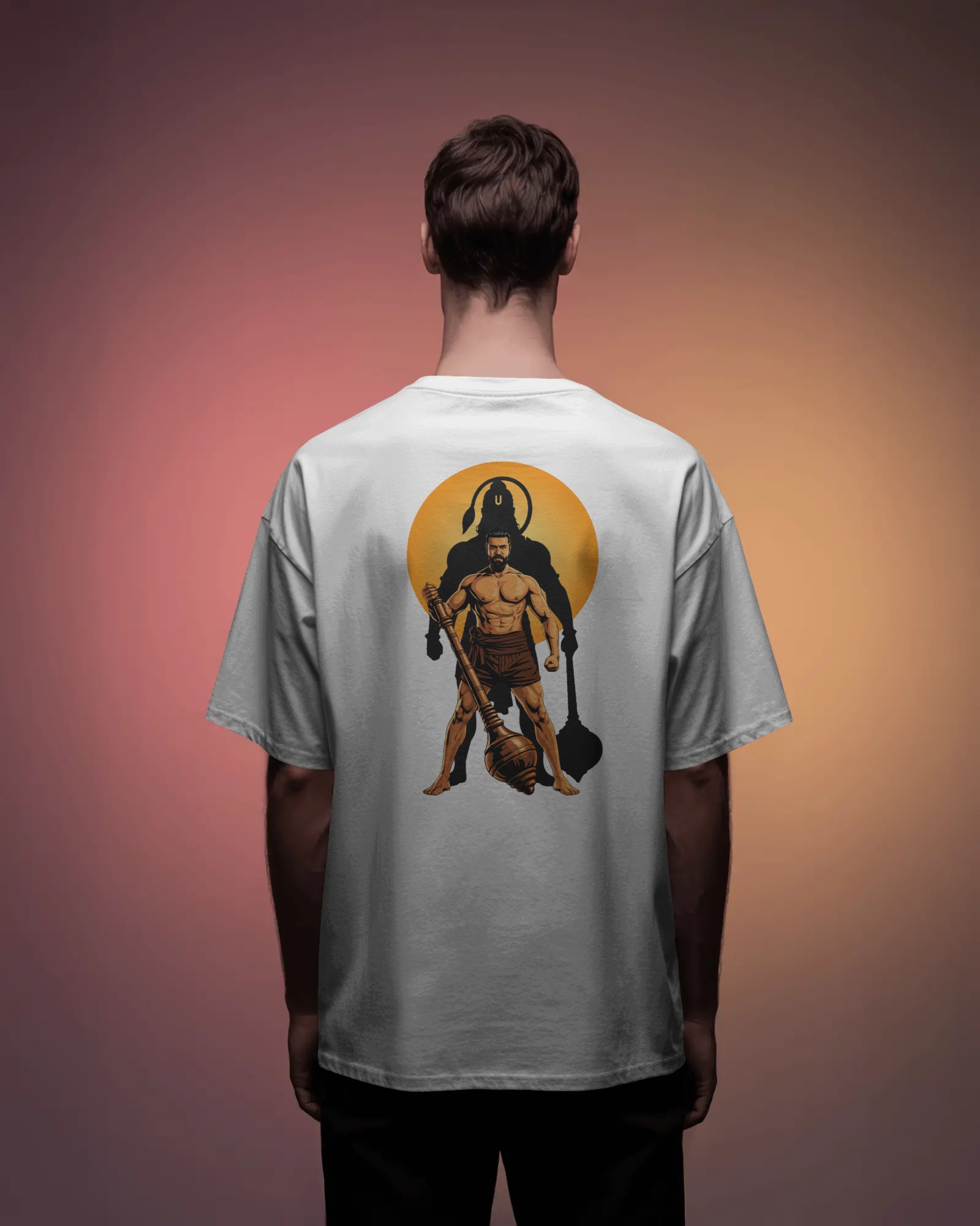 Peddi Ram Charan warrior back graphic white t shirt with front PEDDI typography