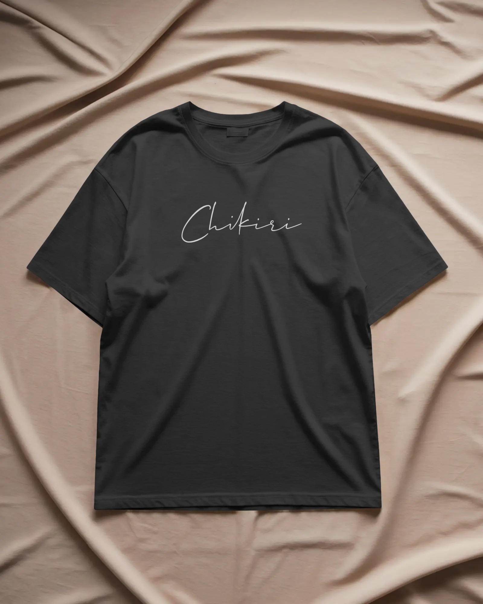 Peddi chikiri signature front black t shirt Ram Charan fan tshirt design