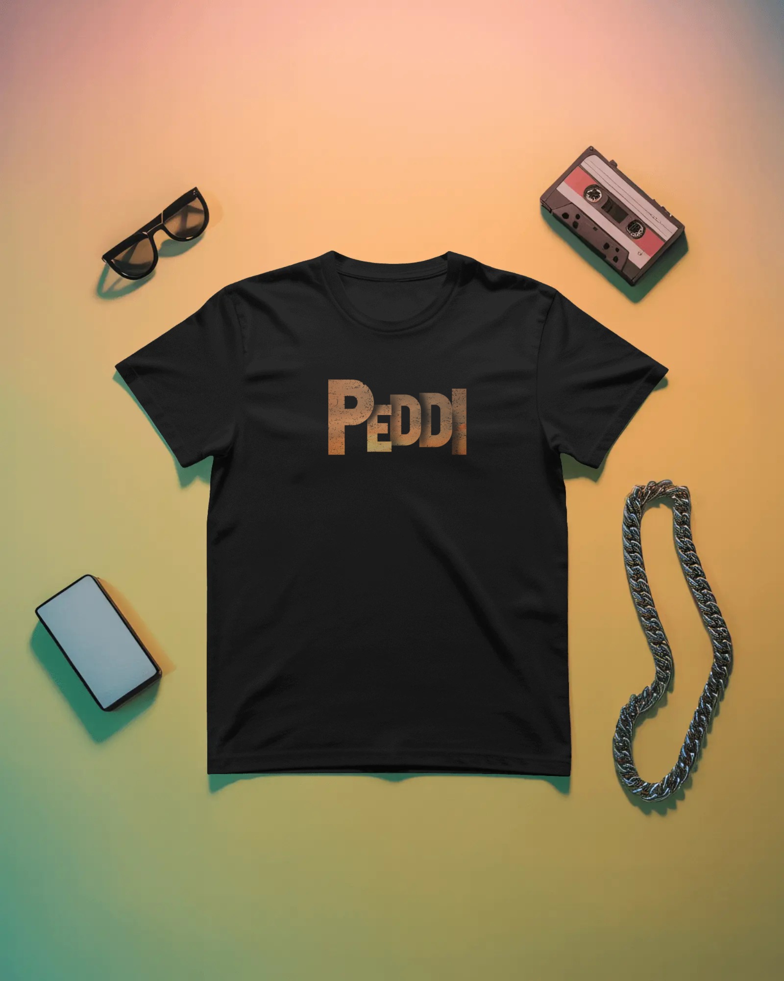 Peddi Ram Charan warrior back graphic white t shirt with front PEDDI typography