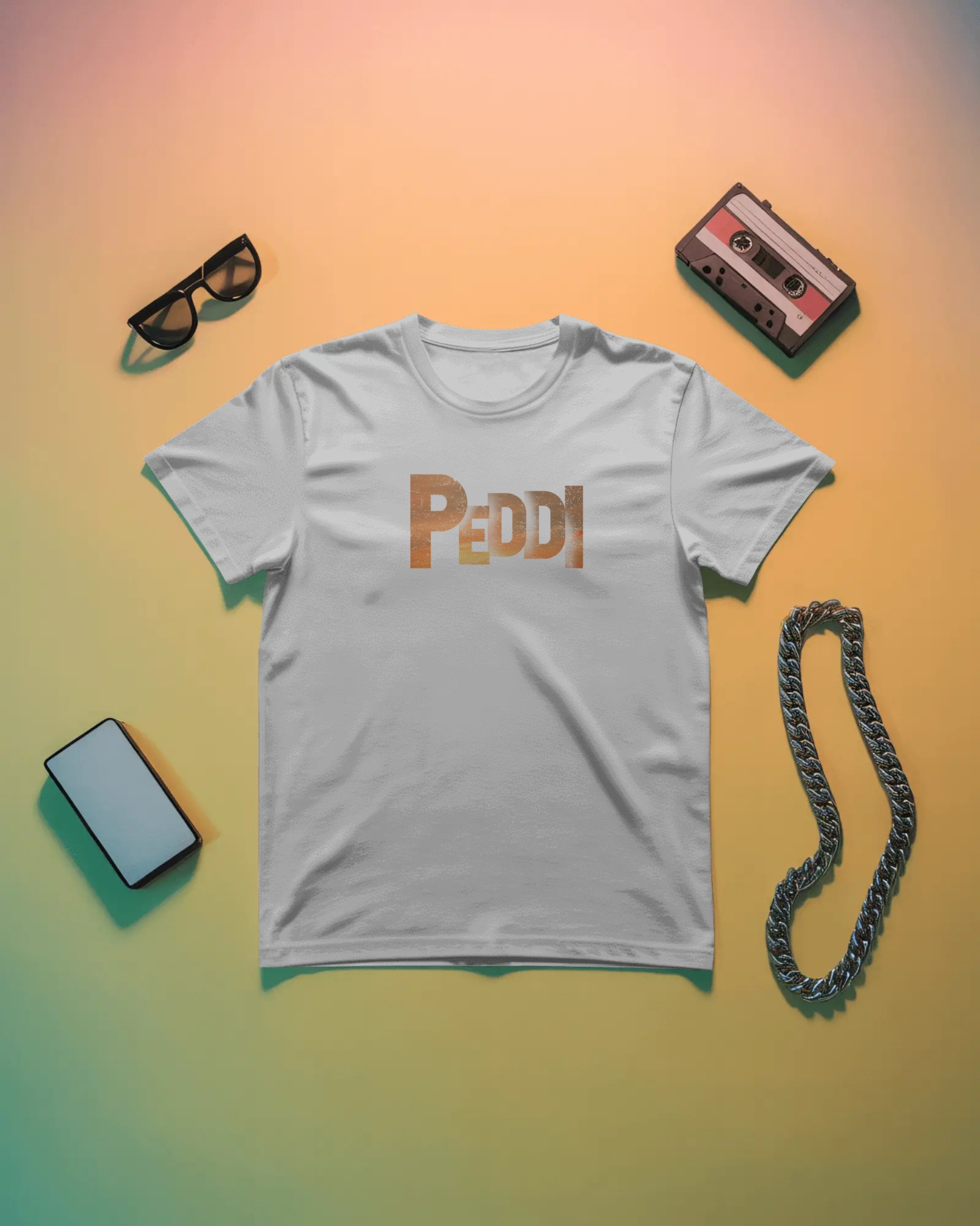 Peddi Ram Charan warrior back graphic white t shirt with front PEDDI typography